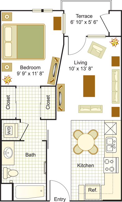 1 Bed A 2D Floor Plan